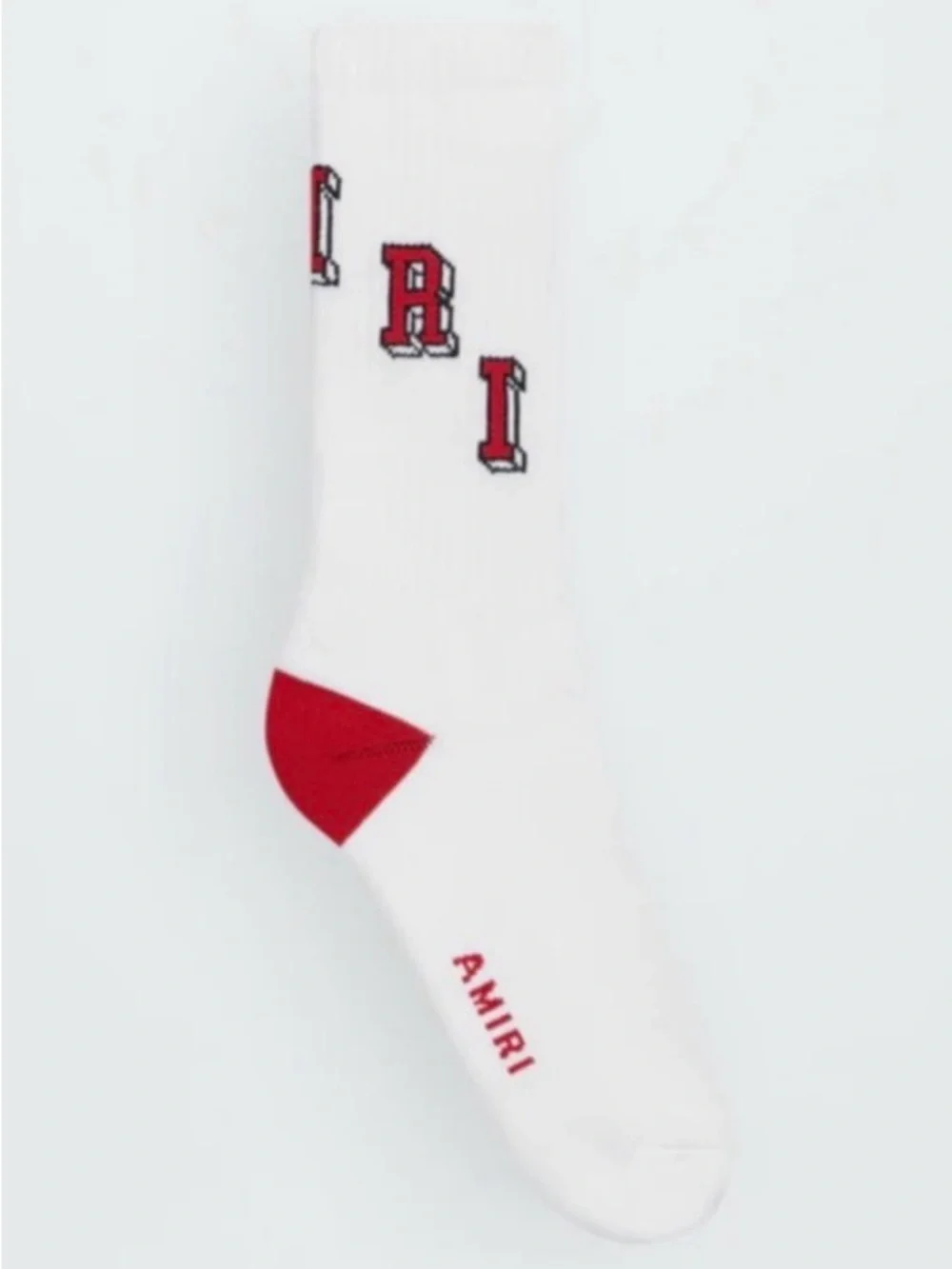 Amiri RED Block Collegiate LOGO Crew Ribbed Socks Size 43-44 ( Size 10-11) NEW